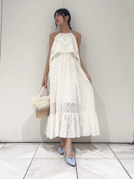 「LILY BROWN（リリーブラウン）のコットンレースワンピース（ワンピース、ホワイト系）」を使った、LILY BROWNさんの春コーディネート