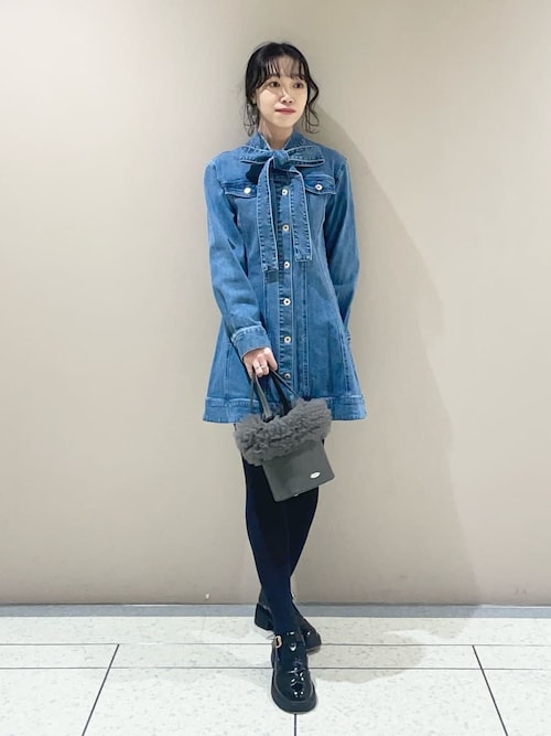 ボウタイデニムミニワンピース（ワンピース）｜LILY BROWN（リリー