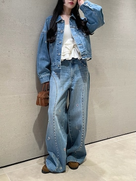 「LILY BROWN（リリーブラウン）のアイテム（デニムジャケット）」を使った、LILY BROWNさん（レディース・160cm）の冬コーディネート