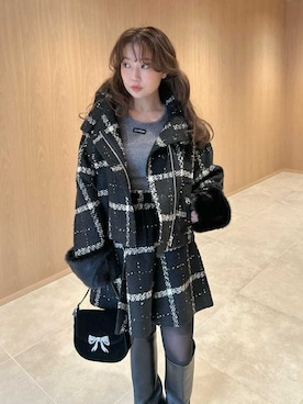 「アイテム（ノーカラーコート）」を使った、LILY BROWNさん（レディース・150cm）の秋コーディネート