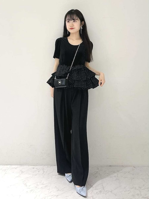 ベロアペプラムフリルトップス（Tシャツ/カットソー）｜LILY BROWN