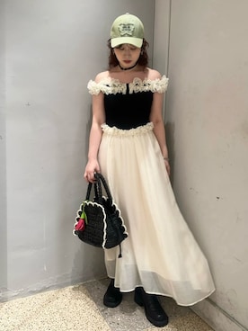 「LILY BROWN（リリーブラウン）の【LILY BROWN Lingerie】バッククロスブラレット（ブラジャー、ホワイト系）」を使った、LILY BROWNさんの夏コーディネート