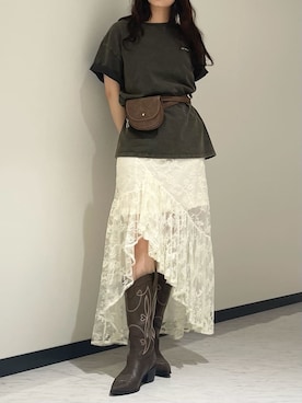 「LILY BROWN（リリーブラウン）のアイテム（シューズ）」を使った、LILY BROWNさん（レディース・158cm）の夏コーディネート