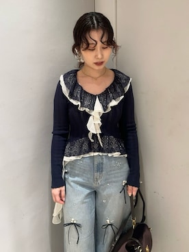 「アイテム（ブラジャー、ホワイト系）」を使った、LILY BROWNさん（レディース・153cm）の夏コーディネート