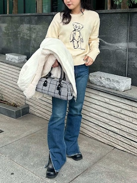 「LILY BROWN（リリーブラウン）のアイテム（デニムパンツ）」を使った、LILY BROWNさん（レディース・151cm）の秋コーディネート