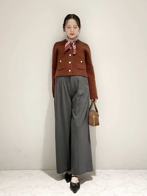 WEB限定カラー】金釦フォックスニットジャケット（ノーカラー