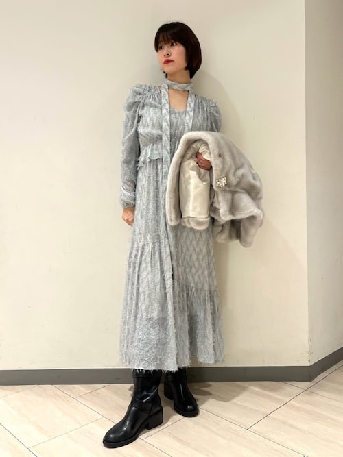 LILY BROWN×MARY QUANT】ビジュー釦ファーコート（ノーカラー