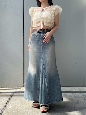 「アイテム（ブラジャー、ホワイト系）」を使った、LILY BROWNさん（レディース・159cm）の夏コーディネート