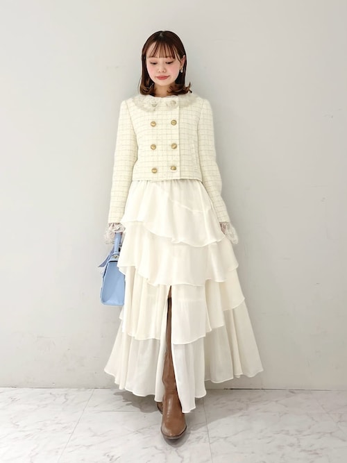 L.B CANDY STOCK]スカラップビジューアタッチドジャケット（テーラード