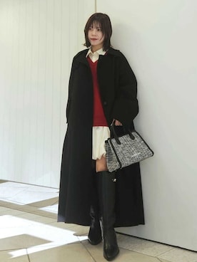 「アイテム（ステンカラーコート）」を使った、LILY BROWNさん（レディース・150cm）の秋コーディネート