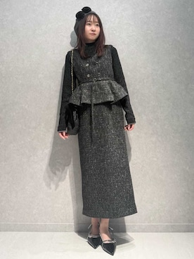 「アイテム（ハンチング/ベレー帽）」を使った、LILY BROWNさん（レディース・155cm）の冬コーディネート