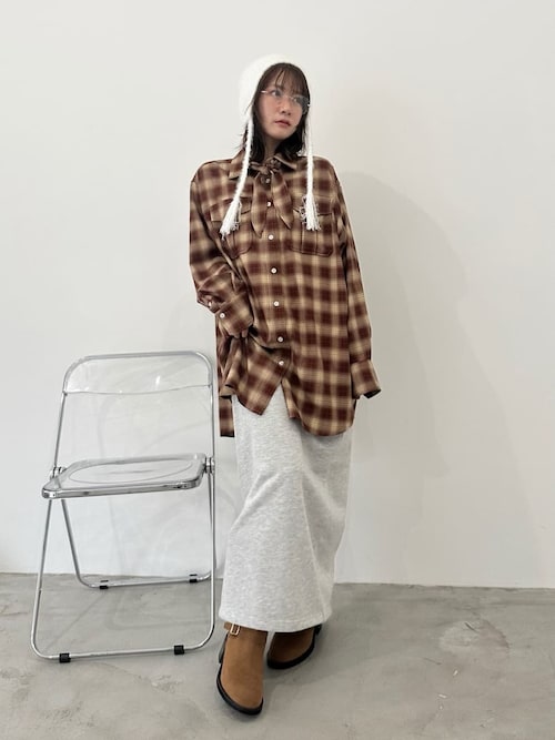 LILY BROWN Lily Bearスカーフ付きオーバーシャツ デニム Lily Bear