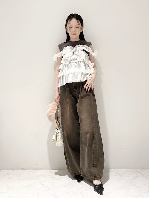 WEB限定00サイズ】サイドラインバギーデニムパンツ（デニムパンツ