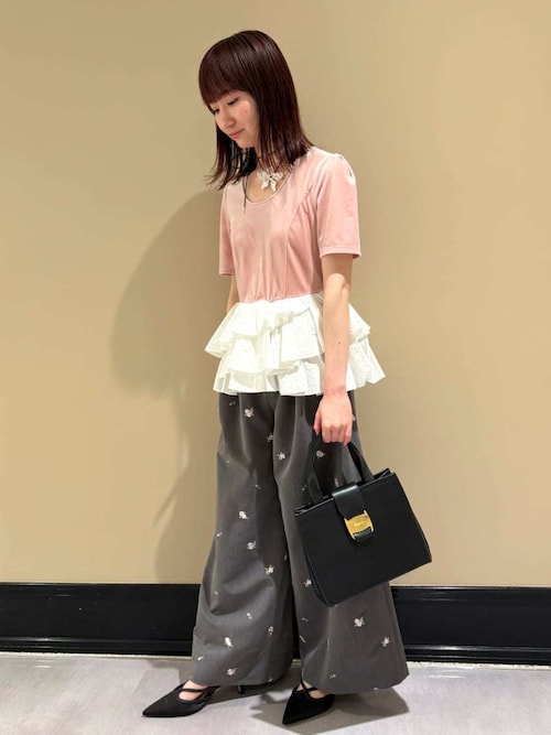 ベロアペプラムフリルトップス（Tシャツ/カットソー）｜LILY BROWN