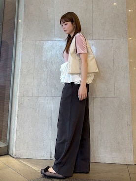 「LILY BROWN（リリーブラウン）の【WEB限定00サイズ】ベルト付きスウェットパンツ（その他パンツ、グレー系）」を使った、LILY BROWNさんの春コーディネート