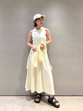 「LILY BROWN（リリーブラウン）の【WEB限定カラー】アメスリポロワンピース（ワンピース、ホワイト系）」を使った、LILY BROWNさんの夏コーディネート