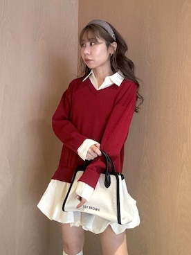 「アイテム（カチューシャ）」を使った、LILY BROWNさん（レディース・152cm）の秋コーディネート