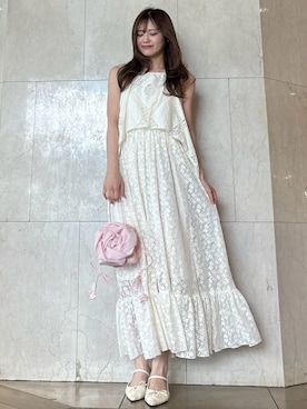 「LILY BROWN（リリーブラウン）のコットンレースワンピース（ワンピース、ホワイト系）」を使った、LILY BROWNさんの春コーディネート