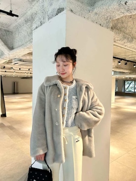 「アイテム（ノーカラージャケット、グレー系）」を使った、LILY BROWNさん（レディース・161cm）の秋コーディネート