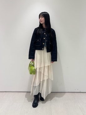 「アイテム（デニムジャケット）」を使った、LILY BROWNさん（レディース・155cm）の夏コーディネート