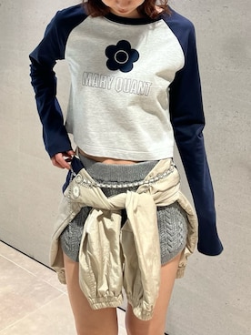 「LILY BROWN（リリーブラウン）のケーブルニットショートパンツ（その他パンツ、グレー系）」を使った、LILY BROWNさんの夏コーディネート