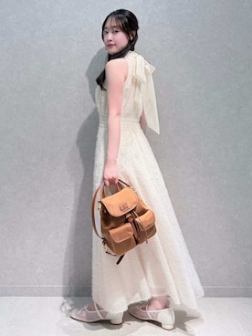 「LILY BROWN（リリーブラウン）の【WEB限定00サイズ】アメリカンスリーブフリンジジャガードワンピース（ワンピース、ホワイト系）」を使った、LILY BROWNさんの春コーディネート