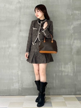 「アイテム（ノーカラージャケット）」を使った、LILY BROWNさん（レディース・159cm）の秋コーディネート
