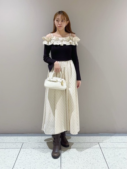 フリルカラーニットコンビワンピース（ワンピース）｜LILY BROWN