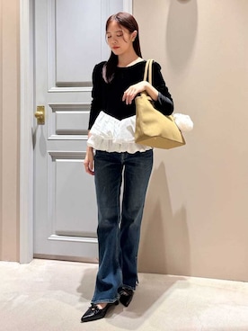 「LILY BROWN（リリーブラウン）のアイテム（デニムパンツ）」を使った、LILY BROWNさん（レディース・156cm）の秋コーディネート