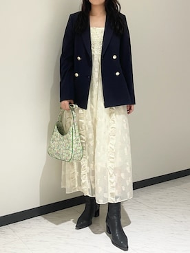 「ジャガード」｜「アイテム（ジャケット/アウター）」を使った、LILY BROWNさん（レディース・158cm）の冬コーディネート