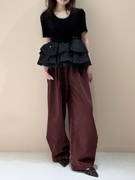 「LILY BROWN（リリーブラウン）のハートパンプス（パンプス、その他）」を使った、LILY BROWNさんの春コーディネート