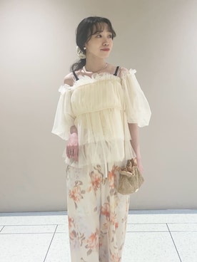 「透けトップス」｜LILY BROWNさん（レディース・157cm）の夏コーディネート