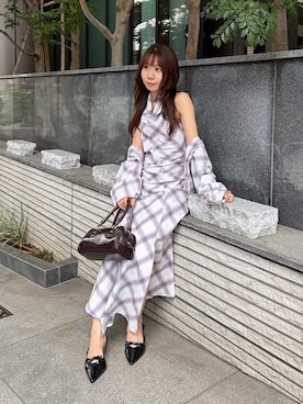 「LILY BROWN（リリーブラウン）のオンブレーバイアスネルワンピース（ワンピース、ホワイト系）」を使った、LILY BROWNさんの夏コーディネート