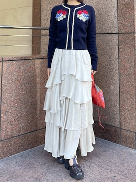 「LILY BROWN（リリーブラウン）のアイテム（カーディガン/ボレロ）」を使った、LILY BROWNさん（レディース・158cm）の冬コーディネート