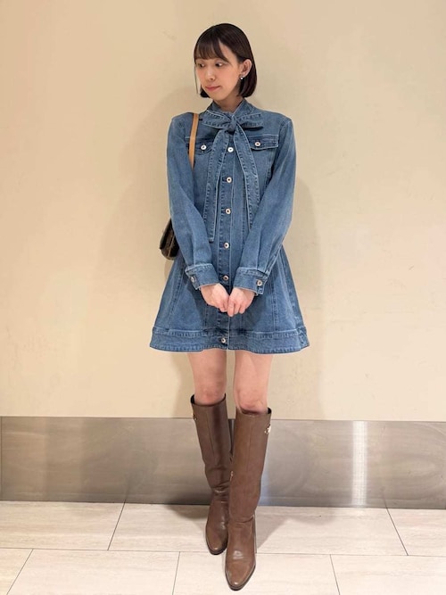 ボウタイデニムミニワンピース（ワンピース）｜LILY BROWN（リリー
