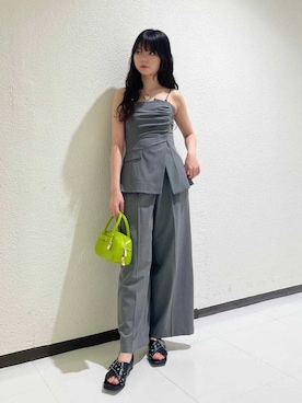 「アイテム（ボストンバッグ、グリーン系）」を使った、LILY BROWNさん（レディース・162cm）の夏コーディネート