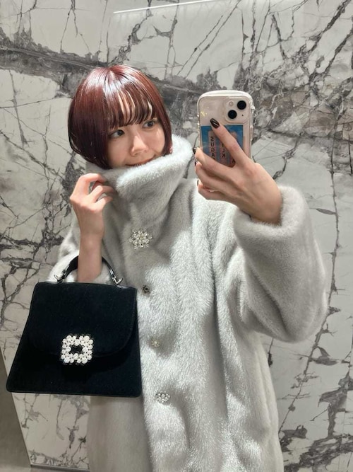 LILY BROWN×MARY QUANT】ビジュー釦ファーコート（ノーカラー