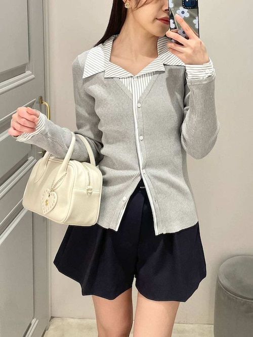 LILY BROWN シャツドッキングニットトップス シャツドッキングニットトップス（ニット/セーター）｜LILY BROWN