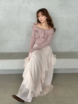 「アイテム（ストール/ショール）」を使った、LILY BROWNさん（レディース・150cm）の秋コーディネート