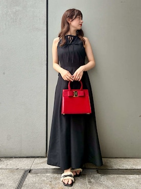 「LILY BROWN（リリーブラウン）の【LUMISHADE】アメスリフレアシャツワンピース（ワンピース、ブラック系）」を使った、LILY BROWNさんの夏コーディネート