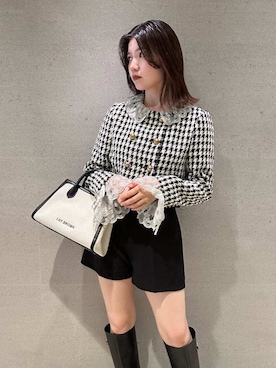 「アイテム（ノーカラージャケット）」を使った、LILY BROWNさん（レディース・160cm）の秋コーディネート