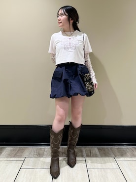 「LILY BROWN（リリーブラウン）のアイテム（ヘアアクセサリー）」を使った、LILY BROWNさん（レディース・152cm）の春コーディネート