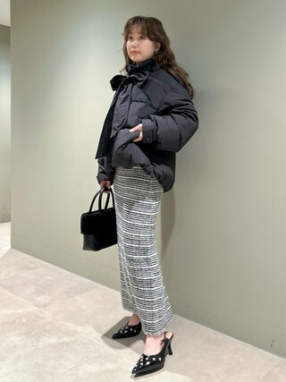 リリーブラウン　Recycleダウンジャケット ボウタイ リボン ブラック リリーブラウン Recycleダウンジャケット ボウタイ リボン