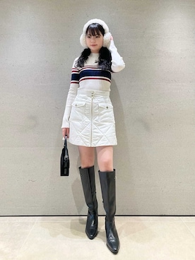 「アイテム（イヤーマフ）」を使った、LILY BROWNさん（レディース・162cm）の秋コーディネート