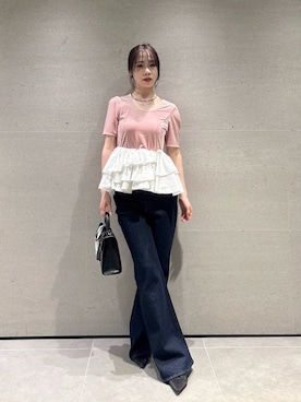 「LILY BROWN（リリーブラウン）のハートパンプス（パンプス、ブラック系）」を使った、LILY BROWNさんの春コーディネート