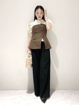 「ビスチェ」｜「アイテム（オールインワン・サロペット）」を使った、LILY BROWNさん（レディース・154cm）の夏コーディネート