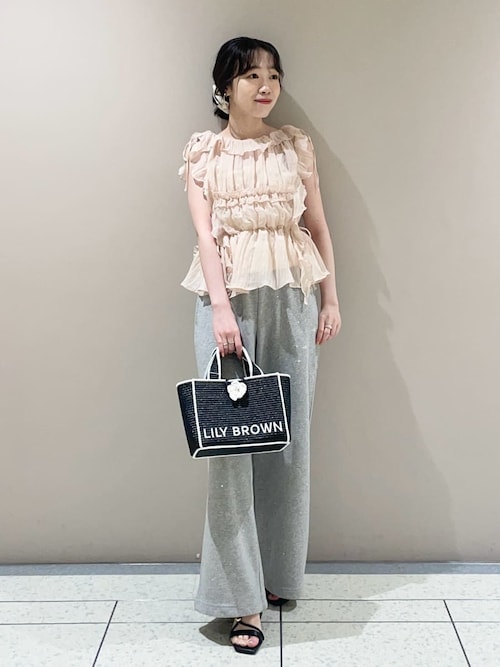 WEB限定00サイズ】ビジューワイドスウェットパンツ（スウェットパンツ