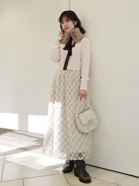 「アイテム（付け襟）」を使った、LILY BROWNさん（レディース・150cm）の冬コーディネート