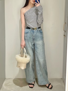 「春ニット」｜「アイテム（ジャケット/アウター）」を使った、LILY BROWNさん（レディース・156cm）の春コーディネート