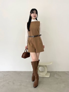 「LILY BROWN（リリーブラウン）のベルト付きミニロンパース（つなぎ/オールインワン）」を使った、LILY BROWNさん（レディース・160cm）の夏コーディネート